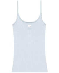 Courreges - Ribbed Knit Tank Top With Spaghetti Straps - Lyst