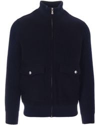 Eleventy - Wool Full-Zip Jacket With High Collar And Flap Pockets - Lyst