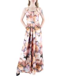Kay Unger - Floral Pleated Evening Dress - Lyst