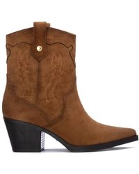 Xti - Suede Italian Western Booties By - Lyst