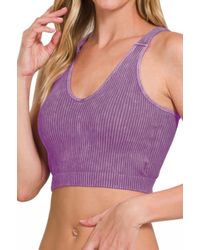 TRUEDAMES - Solid V Neck Elastic Sleeveless High Waist Top - Lyst