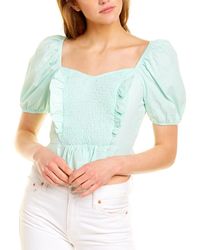 DESTINAIRE - Smocked Ruffle Top - Lyst