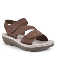 White Mountain - Calibre Faux Leather Open Toe Flat Sandals - Lyst