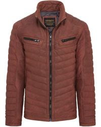 Infinity Leather - Quilted Puffer Leather Bomber Jacket - Lyst