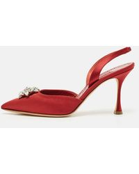 Manolo Blahnik - Burgundy Satin Cassinasli Pumps - Lyst