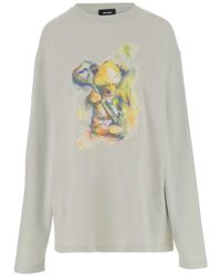 we11done - Long-Sleeved Cotton Sweater With Teddy Bear Print - Lyst