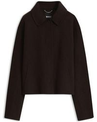 BOSS - Melange Wool-Blend Coat With A Point Collar - Lyst