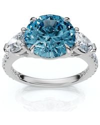 Pompeii3 - Certified 3 1/2Ct Fancy Lab Grown Accent Diamond Engagement Ring 14K - Lyst