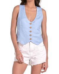 Elan - Linen Button Down Vest - Lyst