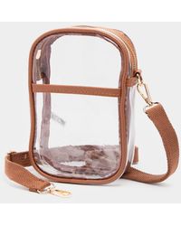 Fashnzfab - Solid Faux Leather Transparent Rectangle Crossbody Bag - Lyst