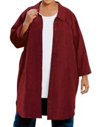 On The Plus Side - Crinkle Cotton Long Sleeve Collar Button Up Tunic - Lyst