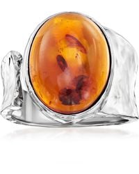 Ross-Simons - Amber Hammered Open-Wrap Ring - Lyst
