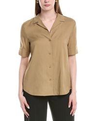 Lafayette 148 New York - Notch Collar Silk-blend Slim Shirt - Lyst
