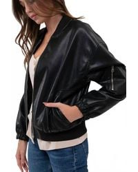 Blu Pepper - Faux Leather Bomber Jacket - Lyst