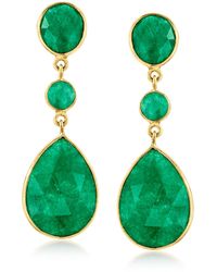 Ross-Simons - Emerald Drop Earrings - Lyst