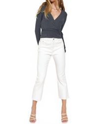 Mystree - Wrap Tie Front Long Sleeve Rib Top - Lyst