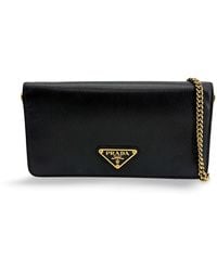 Prada - Vitello Move Triangle Logo Chain Shoulder Bag - Lyst