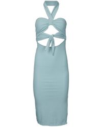 Endless Blu. - Tie Front Detail Rib Bodycon Dress - Lyst