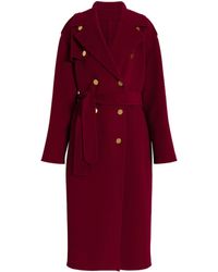 Alberta Ferretti - Double-Breasted Long Coat With Cape Overlay Detail - Lyst