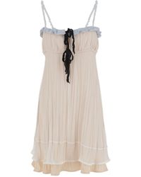 Jil Sander - Straight Neckline Silk Dress With Ruffle Detail - Lyst