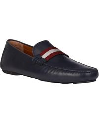 Bally - Waltec 6198385 Navy Blue Leather Loafer - Lyst