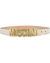 Moschino - Crystal Embellished Logo Lettering Belt - Lyst