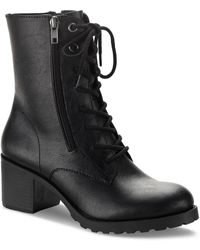 Sun & Stone - Sheilaa Faux Leather Block Heel Combat & Lace-up Boots - Lyst