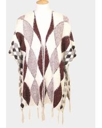 TRUEDAMES - Diamond Pattern Tassel Poncho - Lyst
