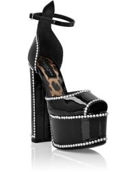 Philipp Plein - Patent Leather Platform Sandals Hi-Heels - Lyst