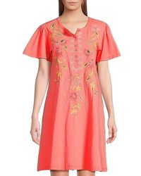 Johnny Was - Flutter Sleeve Henley Dress Calista - Lyst