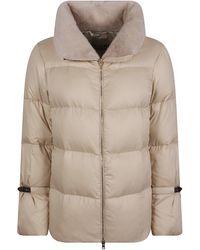 Herno - Quilted Padded Down Jacket With Plush Collar And Adjustable Straps - Lyst