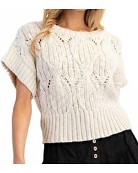 Eesome - Cable Knit Short Sleeve Sweater Top - Lyst