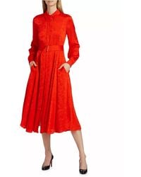 Jason Wu - Long Sleeve Pleated Shirtdress With Belt - Lyst