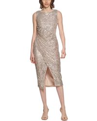 Calvin Klein - Ruched Sequined Midi Dress - Lyst