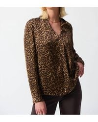 Joseph Ribkoff - Animal Print Long Sleeve Satin Top - Lyst