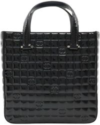 Chanel - Chocolate Bar Patent Leather Tote Bag (pre-owned) - Lyst
