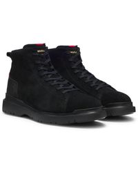 HUGO - Suede Ankle Boots With Leather Trim - Lyst