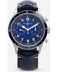 Montblanc - Montblanc 1858 Chronograph Blue Dial Stainless Steel Automatic Watch 126912 - Lyst