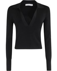 IRO - Fitted Long-Sleeve Top With Deep V-Neckline - Lyst