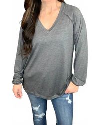 Shirley Stone - Solid V-Neck Top - Lyst