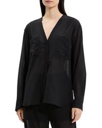Theory - Sheer Lightweight Wool Shirt - Lyst