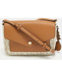 MICHAEL Michael Kors - /brown Signature Coated Canvas And Leather Greenwhich Shoulder Bag - Lyst