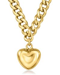 Ross-Simons - Italian 18kt Over Sterling Puffed Heart Curb-link Necklace - Lyst