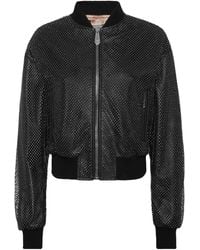 Philipp Plein - Leather Crop Bomber Crystal - Lyst