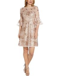 Adrianna Papell - Mesh Sequined Cocktail And Party Dress - Lyst