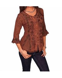 Scully - Embroidered 3/4 Sleeve Blouse - Lyst