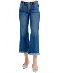 Risen - Mid Rise Crop Wide Button Down Jeans - Lyst