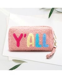 Fashnzfab - Faux Fur Y'All Message Pouch With Wristlet - Lyst