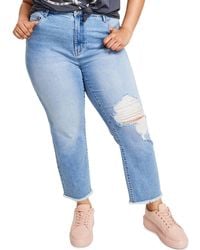 Celebrity Pink - High Rise Frayed Hem Straight Leg Jeans - Lyst