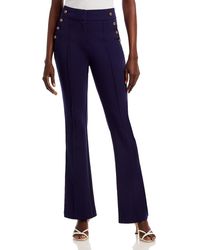 Aqua - High Rise Knot Buttons Flared Pants - Lyst